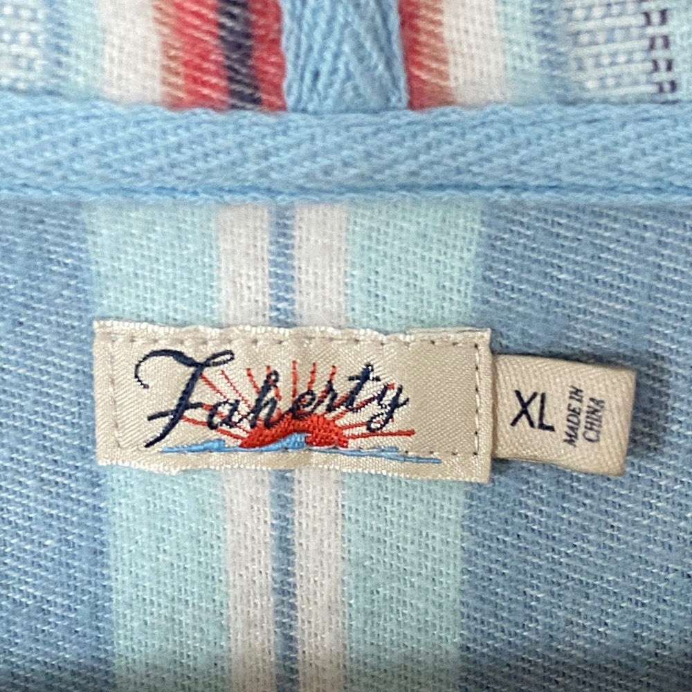 Faherty Baja Sierra Paradise Poncho Hoodie Pullover Striped Organic Cotton XL - Picture 2 of 8